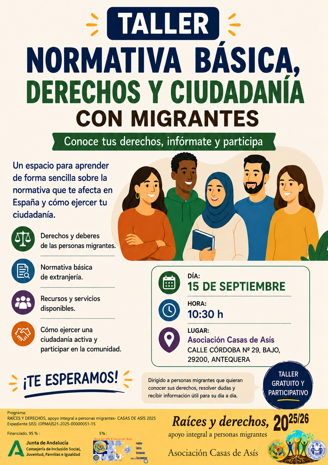 La Asociación Casas de Asís organiza un taller sobre normativa, derechos y ciudadanía dirigido a personas migrantes