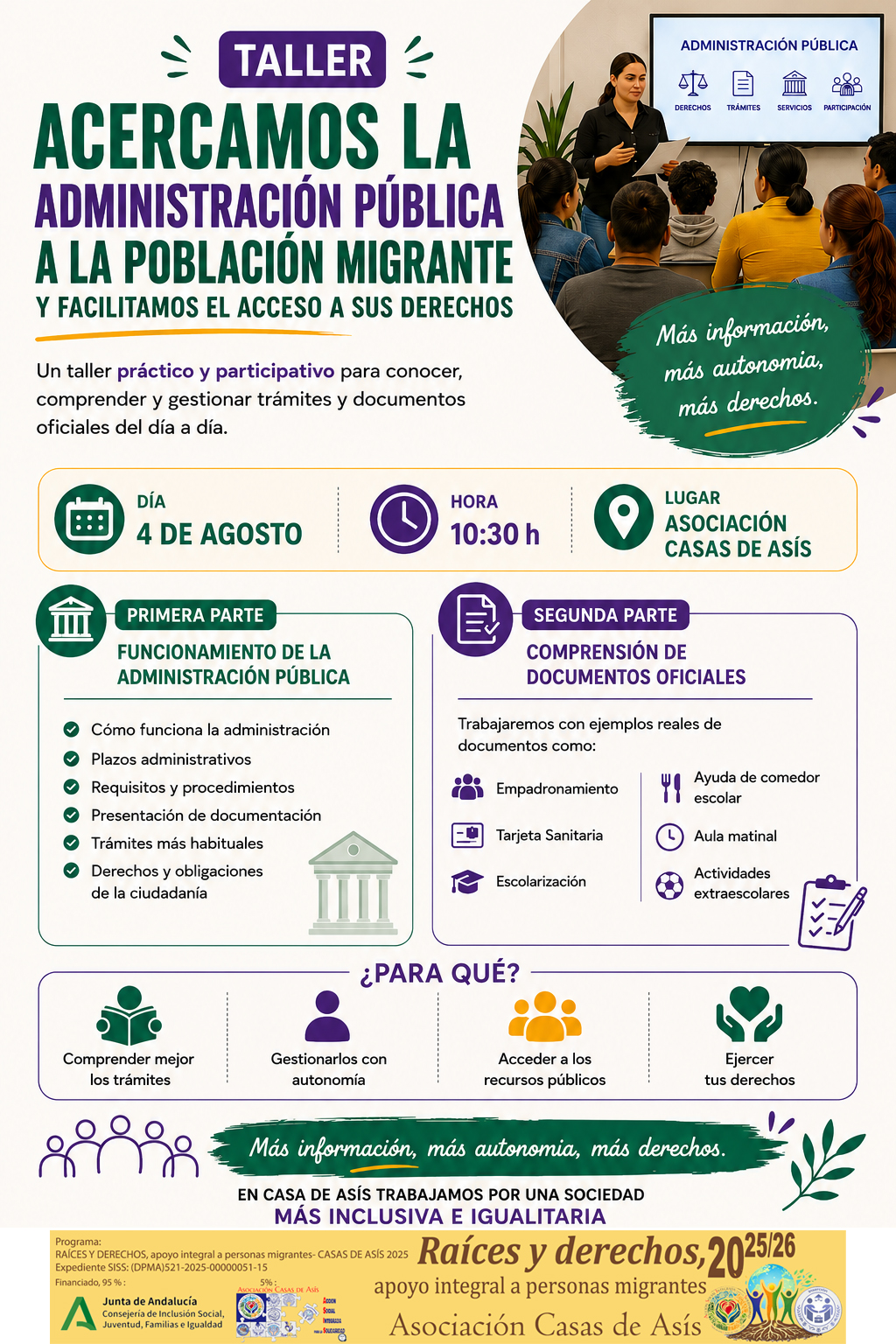 Taller para acercar la administración pública a la población migrante y facilitar el acceso a sus derechos